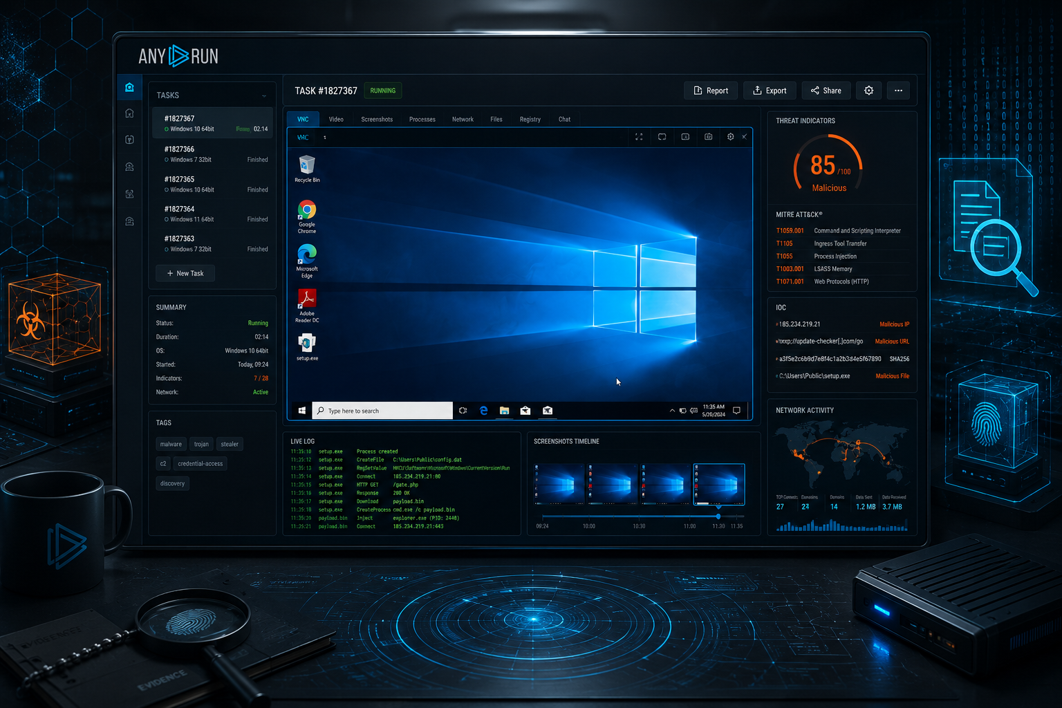 ANY.RUN interactive sandbox VNC session
