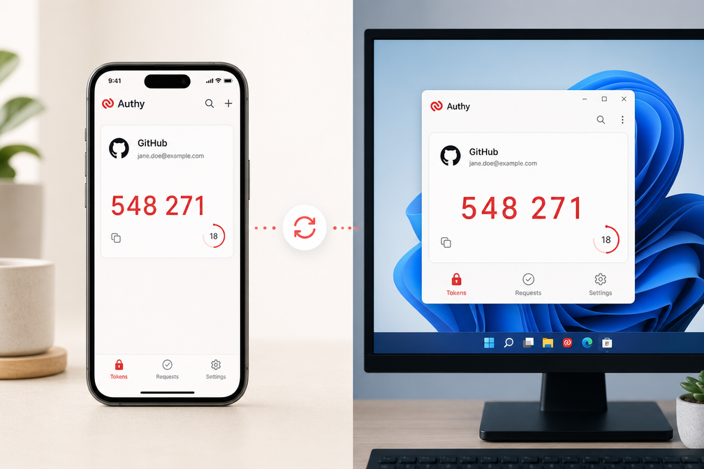 Authy app on iPhone and Windows desktop syncing codes