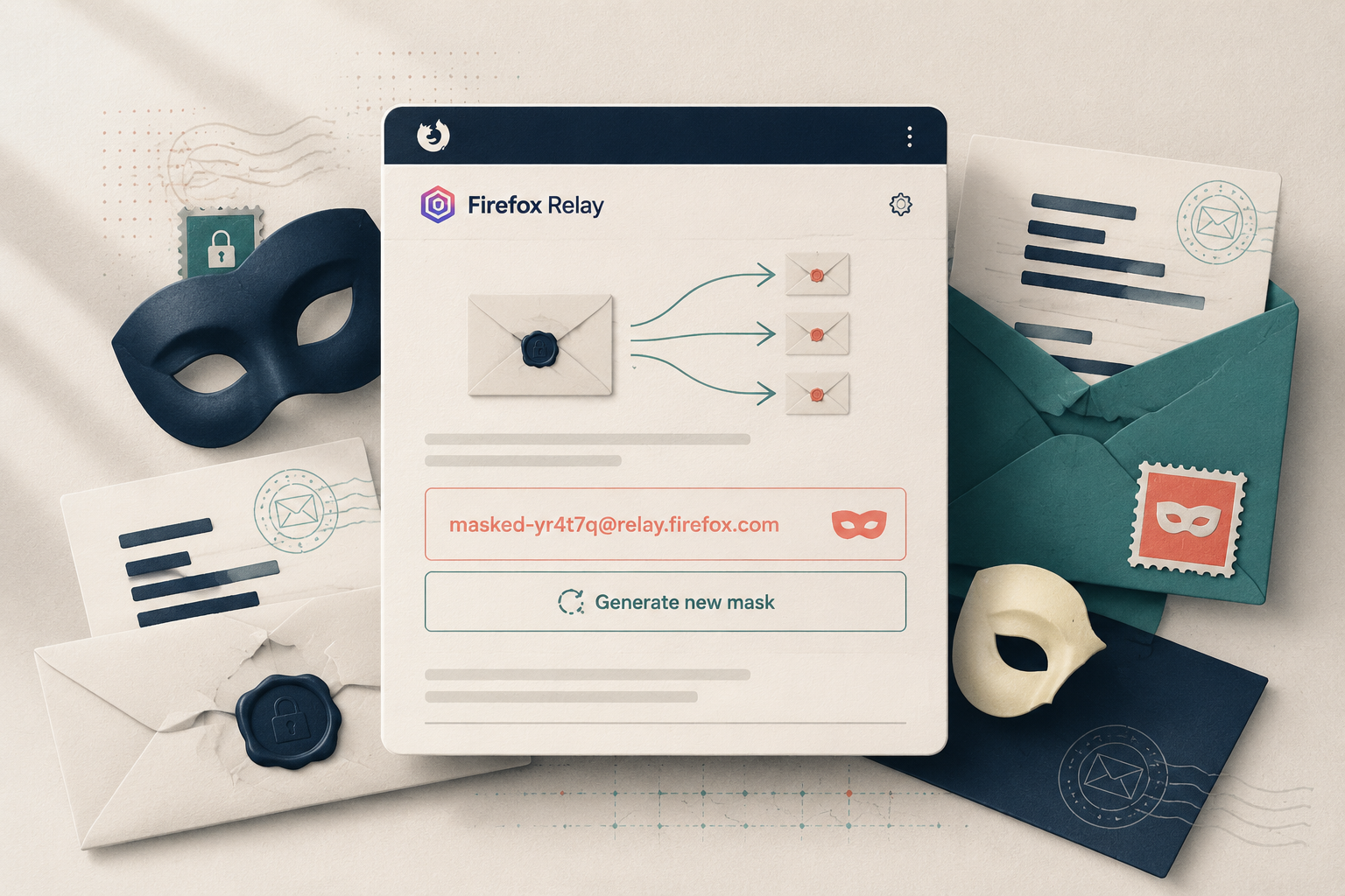 Firefox Relay alias creation popup in the browser