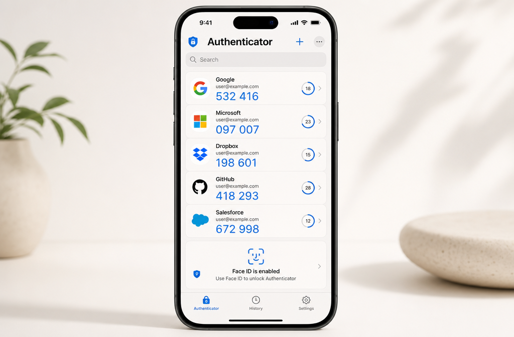 Authy app on iPhone with biometric lock active