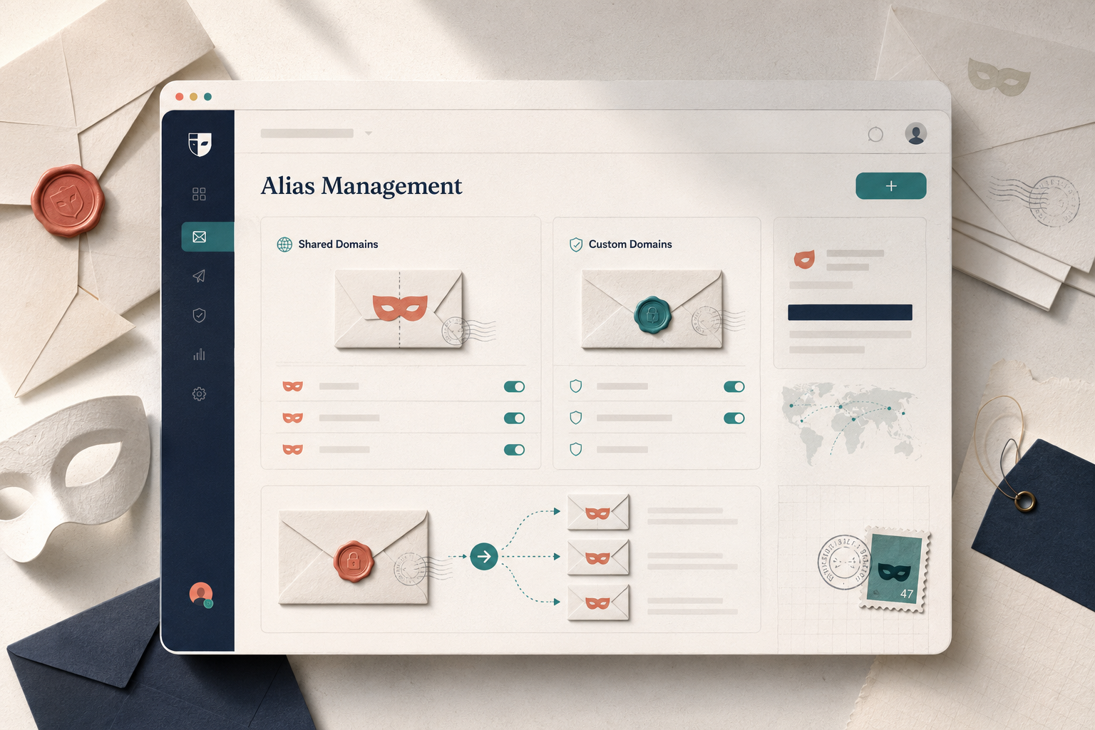 Addy.io alias management dashboard