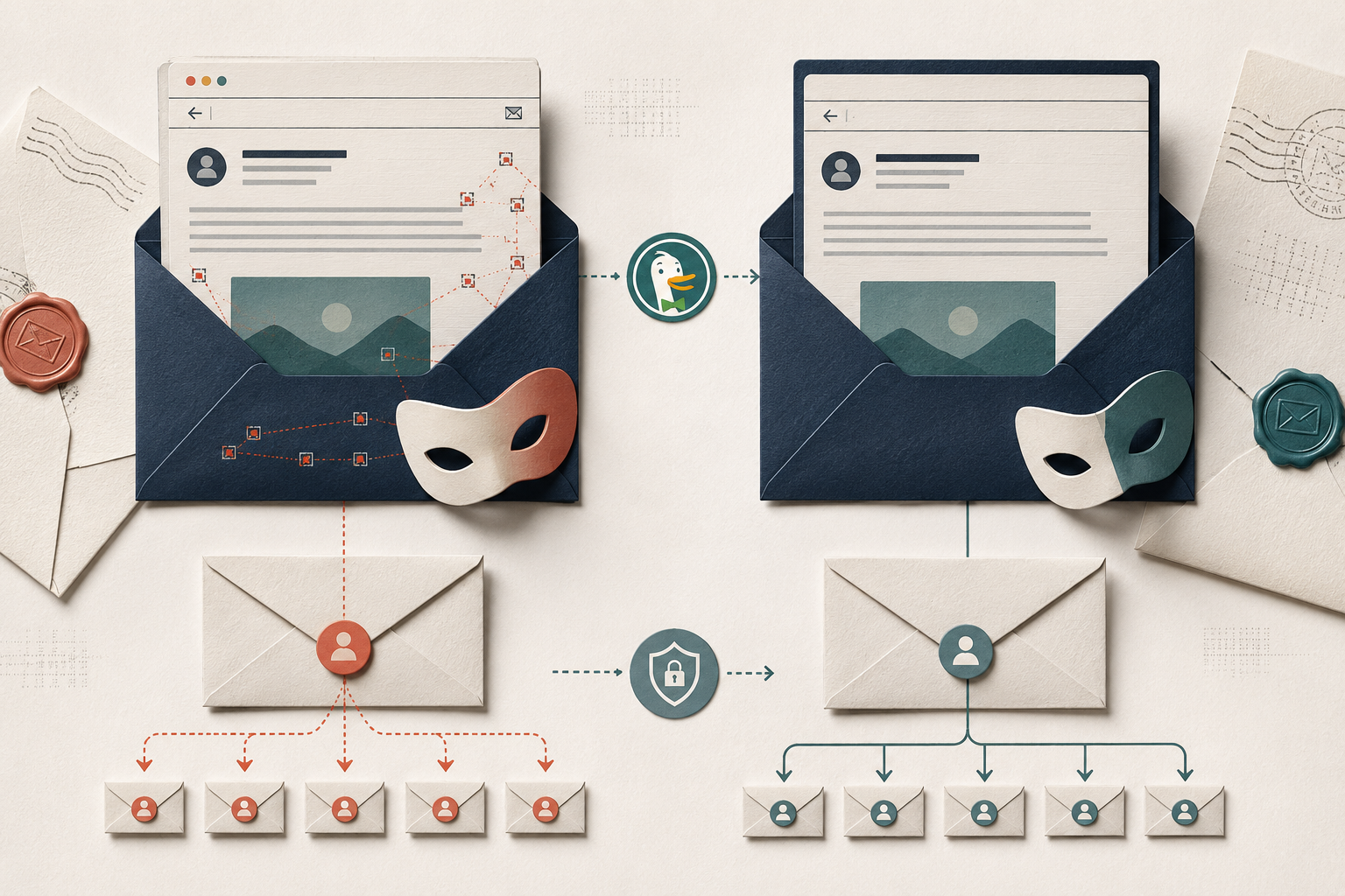 Comparison of email before and after DuckDuckGo tracker removal