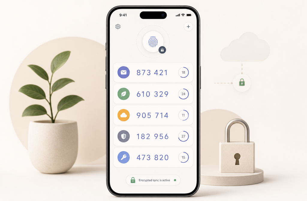 Proton Authenticator main screen showing encrypted 2FA codes