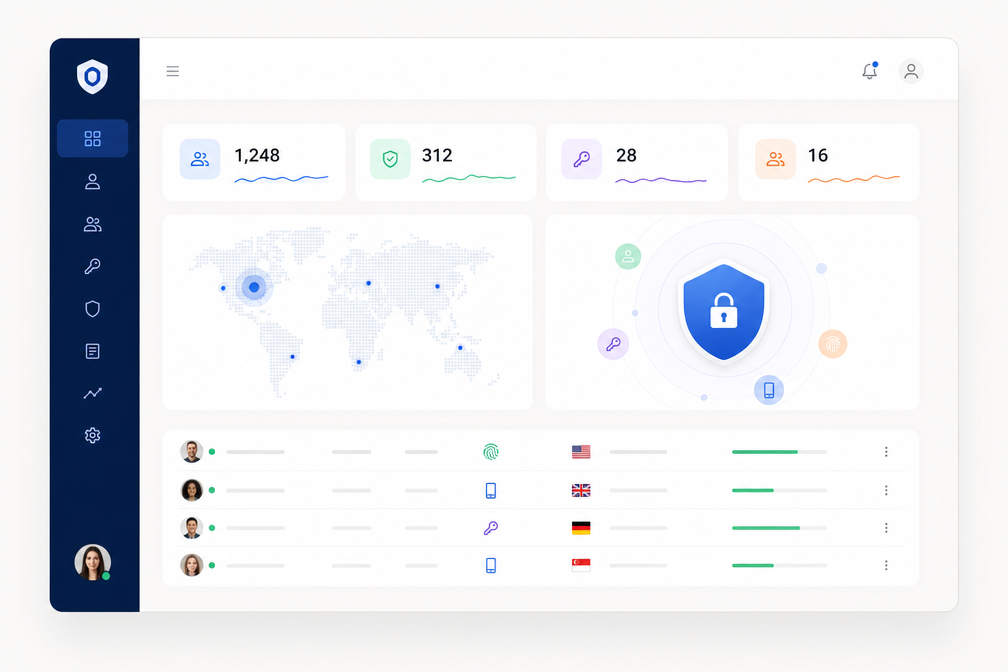 Ente Auth software interface mockup, clean UI