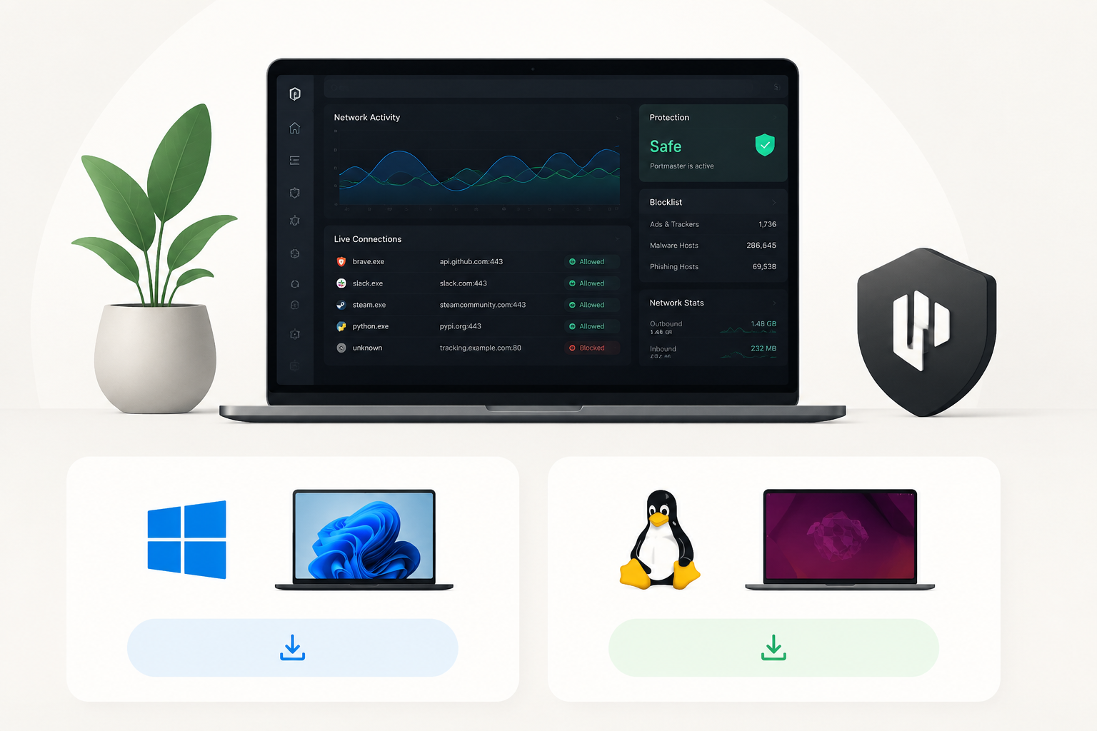 Portmaster download page for Windows and Linux