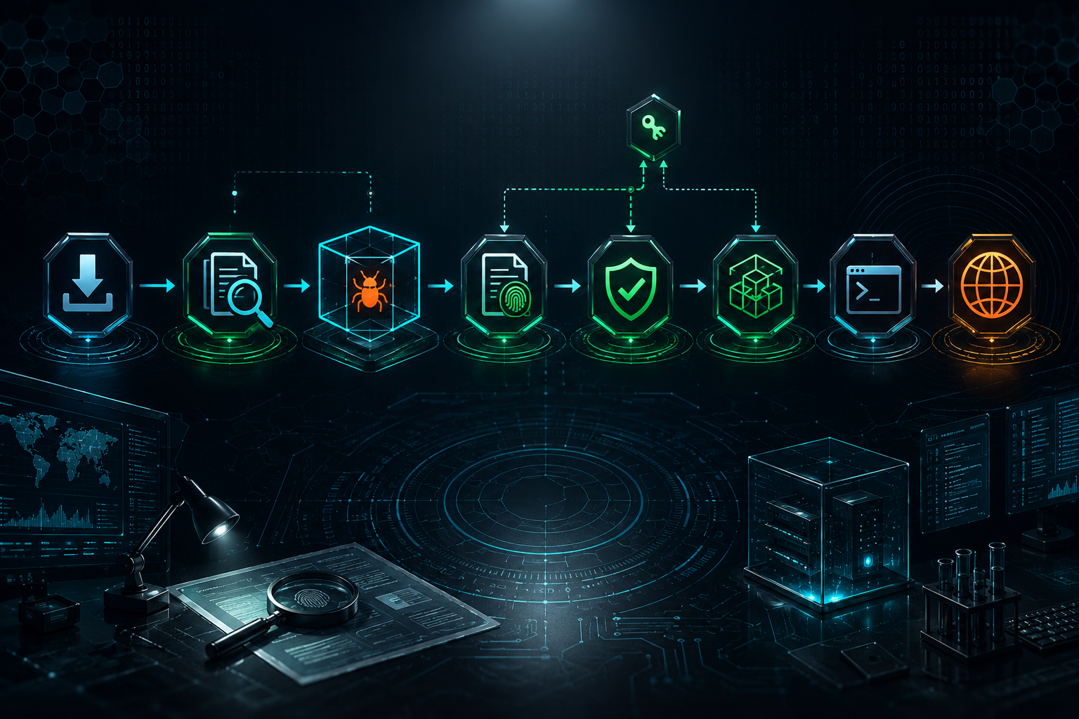 Hybrid Analysis attack lifecycle graph displaying malware kill chain stages