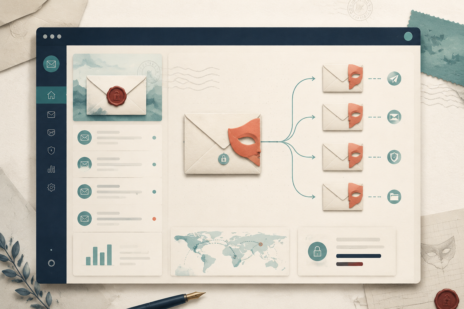 SimpleLogin software interface mockup, clean UI