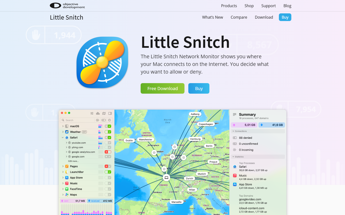 Little Snitch 6 Network Monitor dashboard