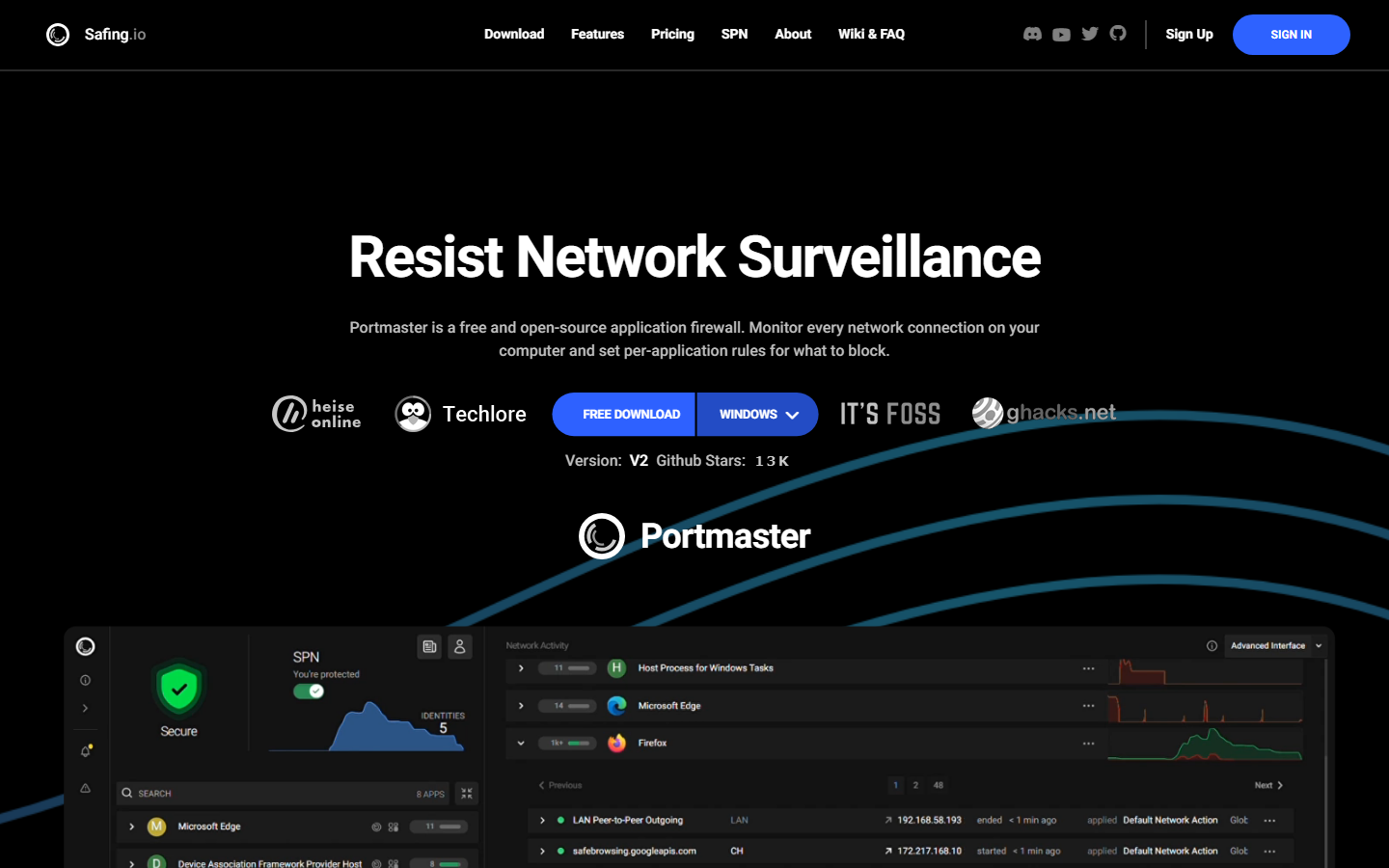 Portmaster settings for DNS and default block mode
