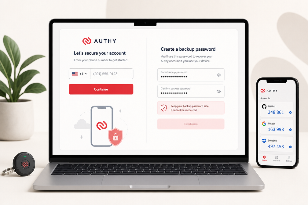 Authy backup password setup