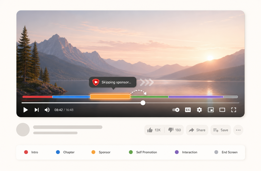 SponsorBlock skipping YouTube sponsor segments automatically
