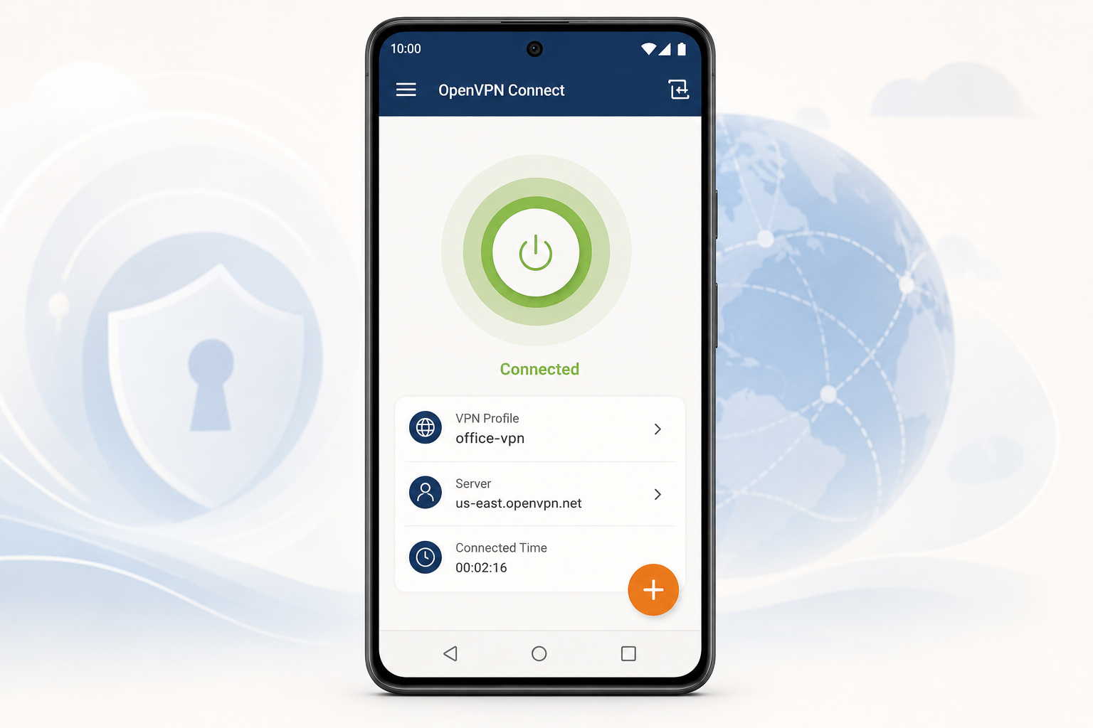 OpenVPN Connect Android software interface mockup, clean UI