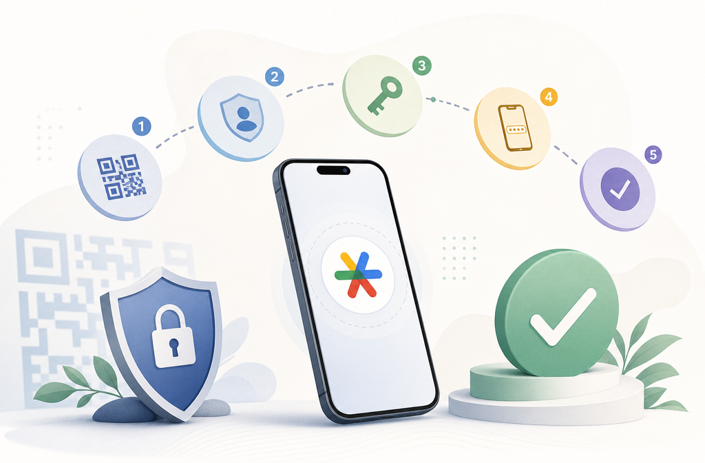 How to use Google Authenticator - step-by-step illustration