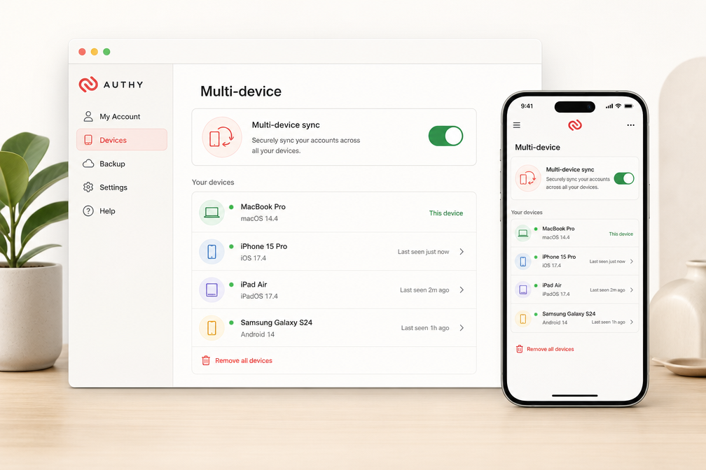 Authy multi-device sync settings