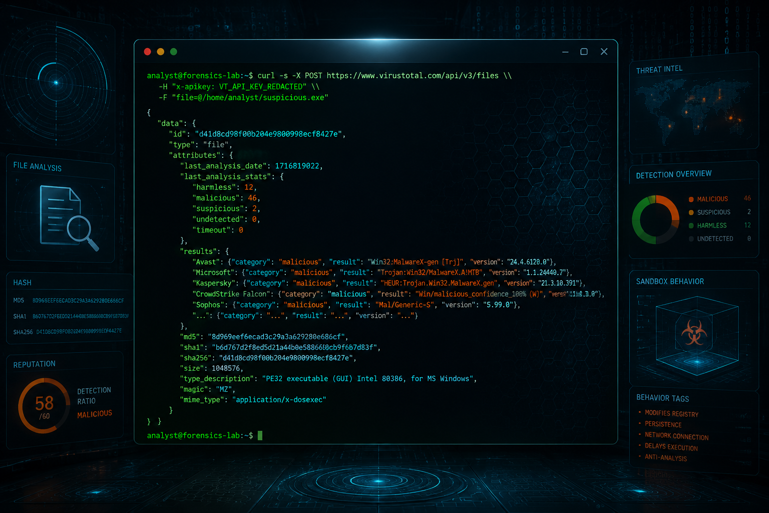 VirusTotal API usage example