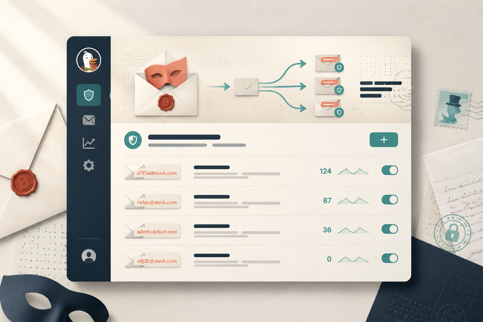 DuckDuckGo alias management dashboard