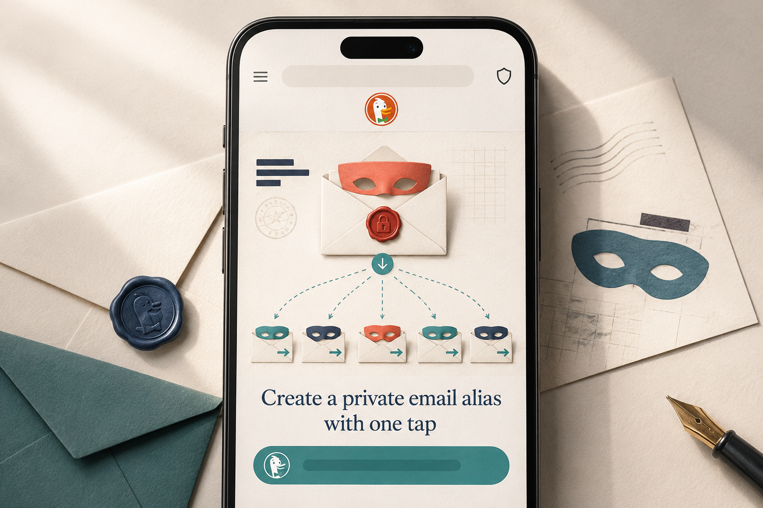 DuckDuckGo Email Protection alias creation prompt on mobile browser