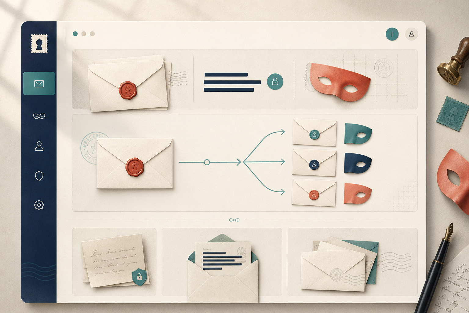 Proton Pass software interface mockup, clean UI