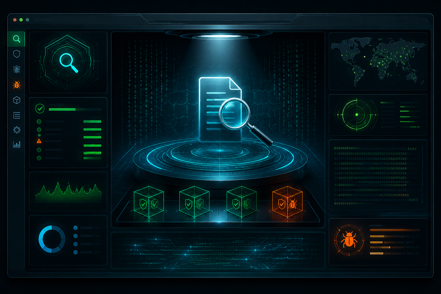 Filescan.io software interface mockup, clean UI