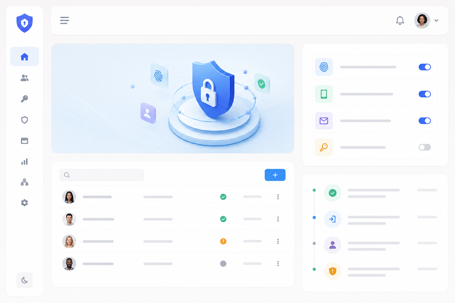 Ente Auth software interface mockup, clean UI