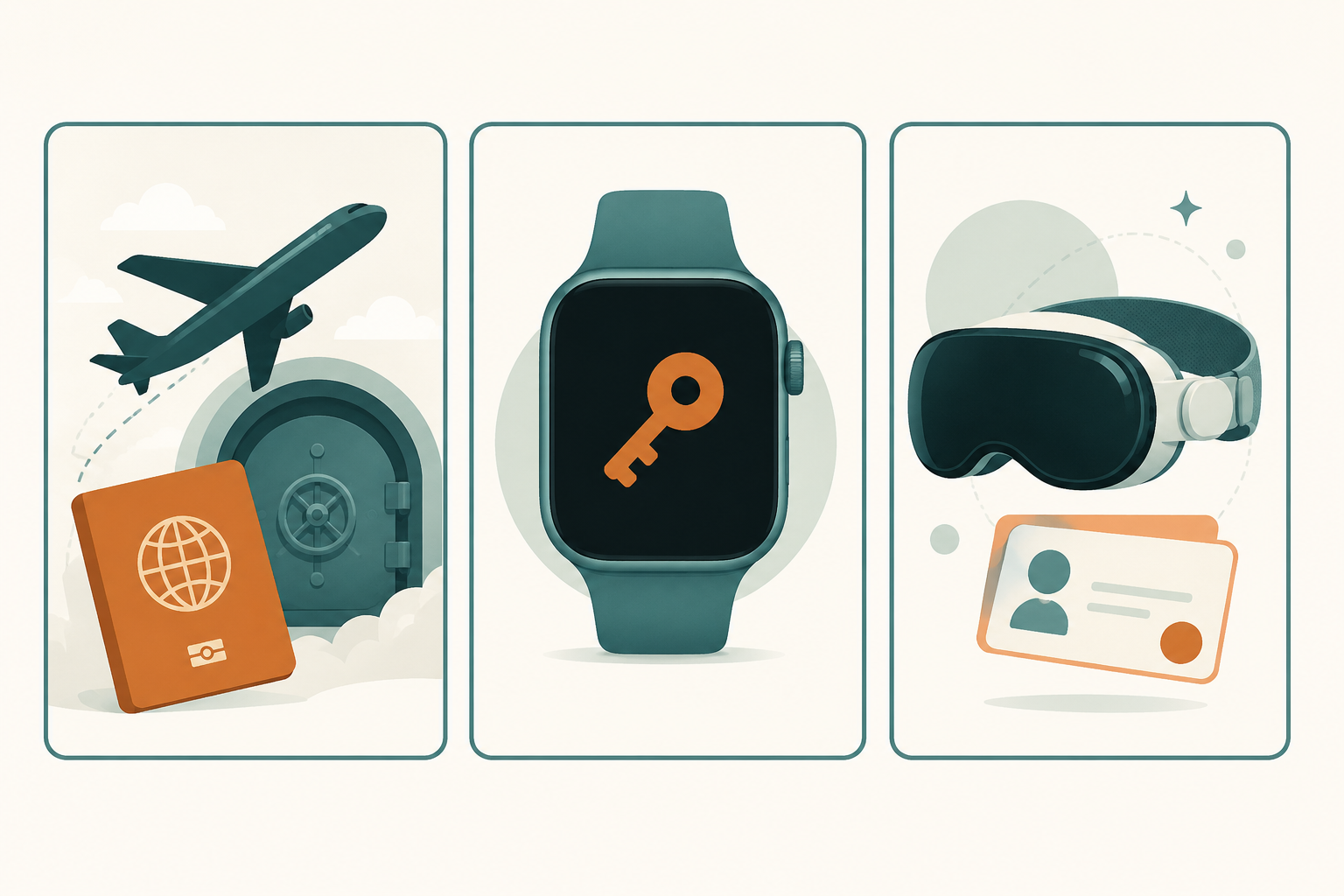 Travel Mode, watchOS, and Vision Pro 1Password platform reach illustration