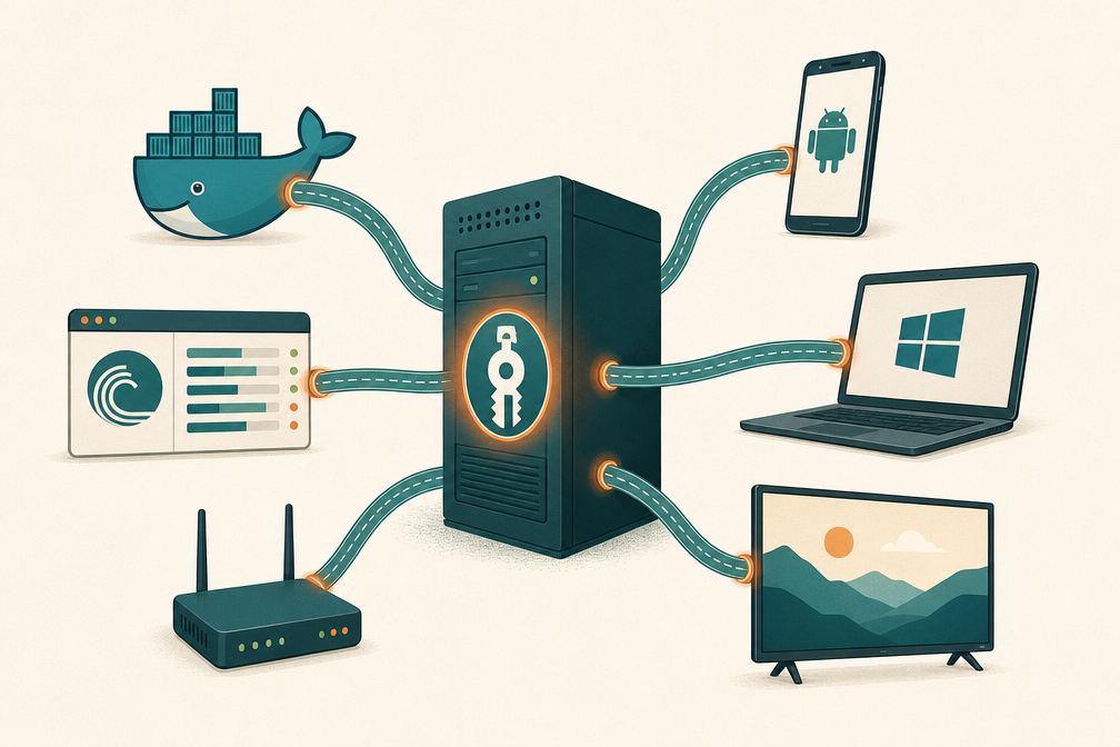 Best self-hosted VPN tools 2026 - six tool ecosystem editorial illustration