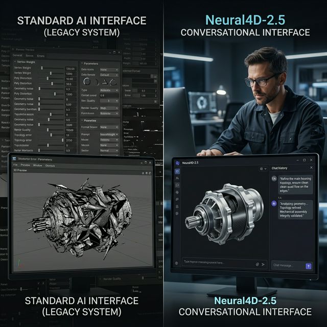N4D Technical Visual - Featured Image: Meshy vs Neural4D